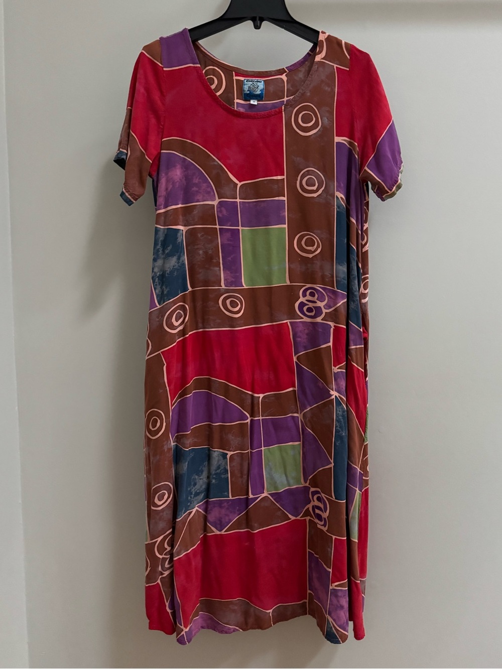 Vintage Endeavor Trading Batik Abstract Print Dress Size M Artsy Boho